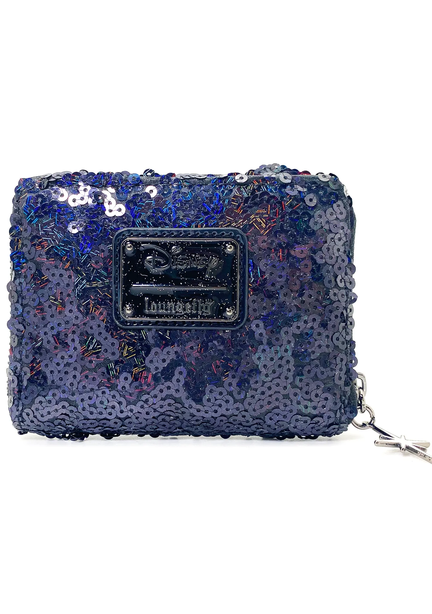 X LASR Exclusive Disney Celestial Dreams Black Holographic Sequin Minnie Zip Wallet